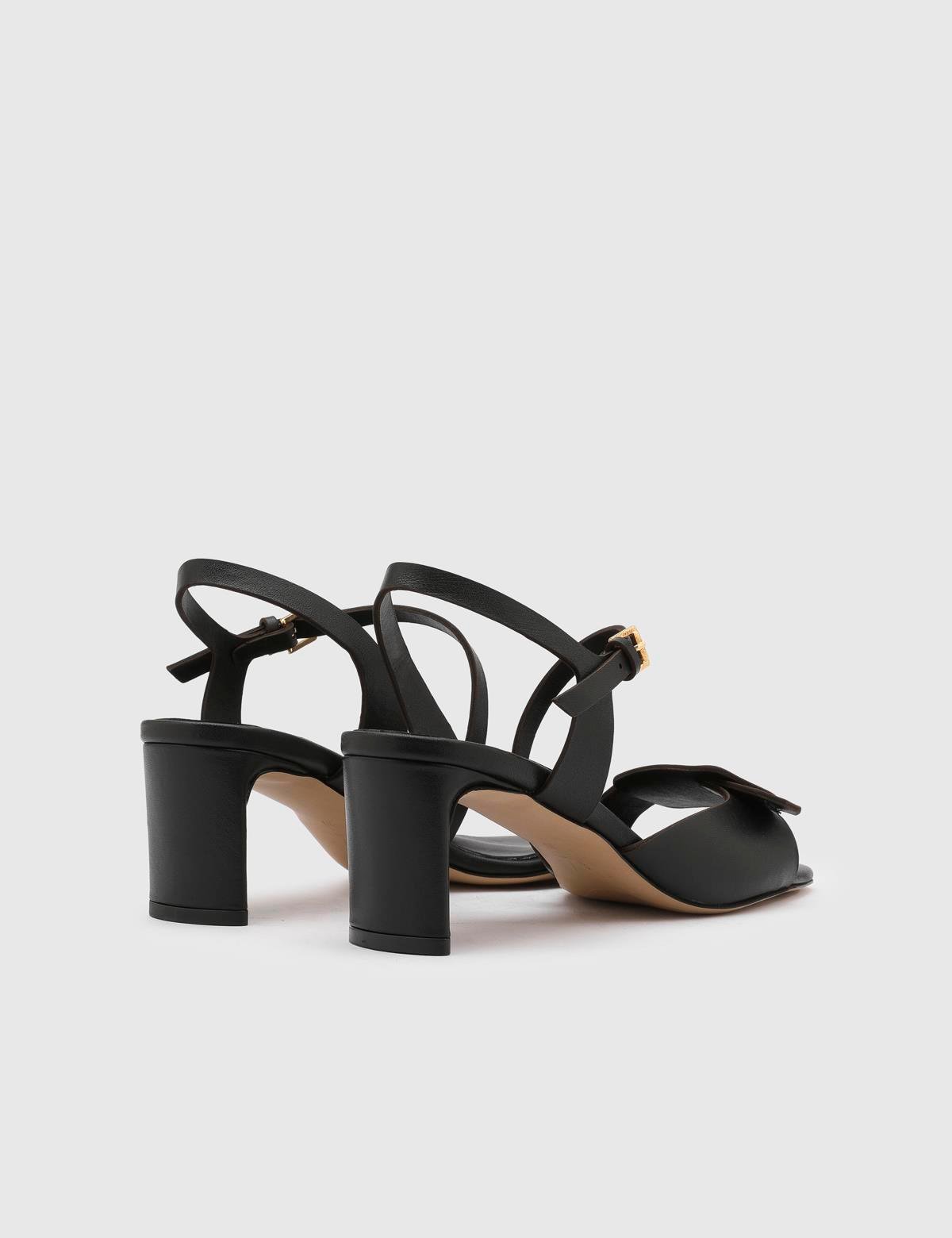 Vince Black Leather Women's Heeled Sandal