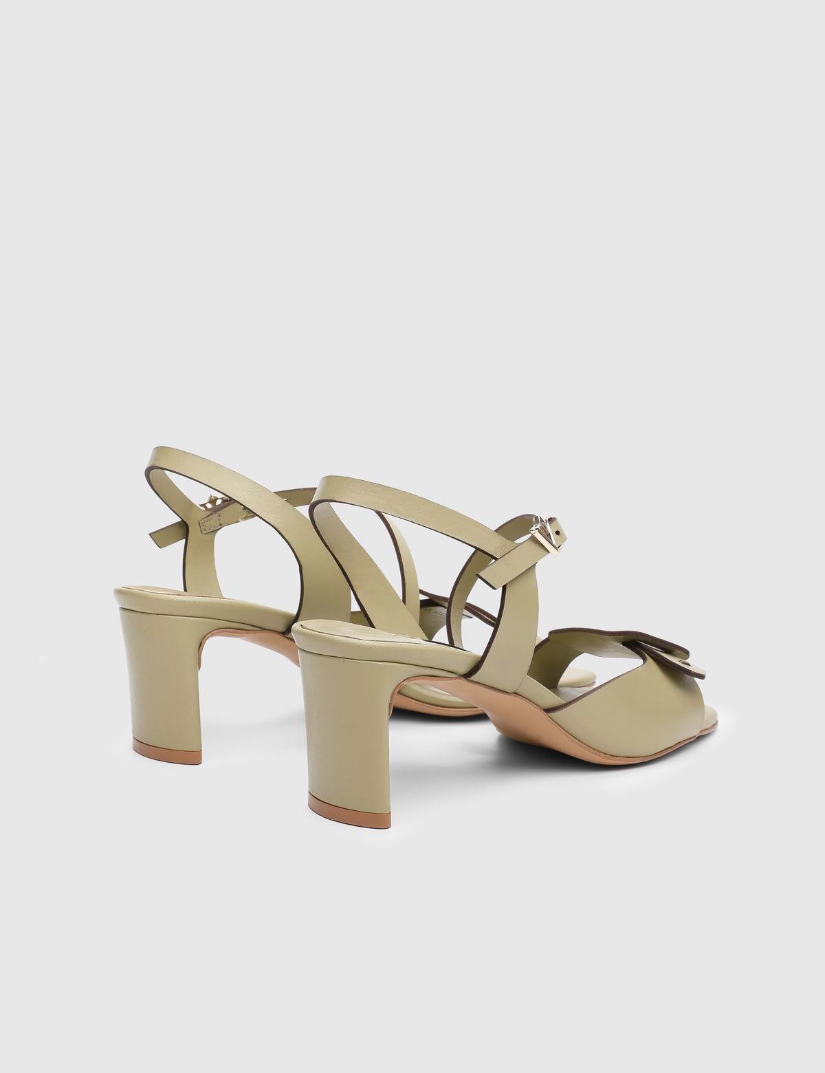 Vince Olive Green Leather Women's Heeled Sandal