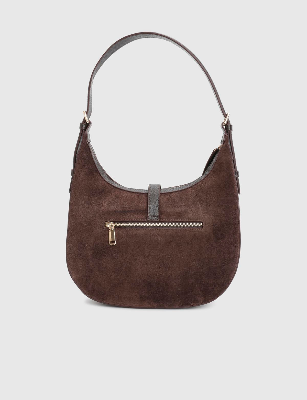 Vlasyi Brown Suede Floater Leather Women's Shoulder Bag