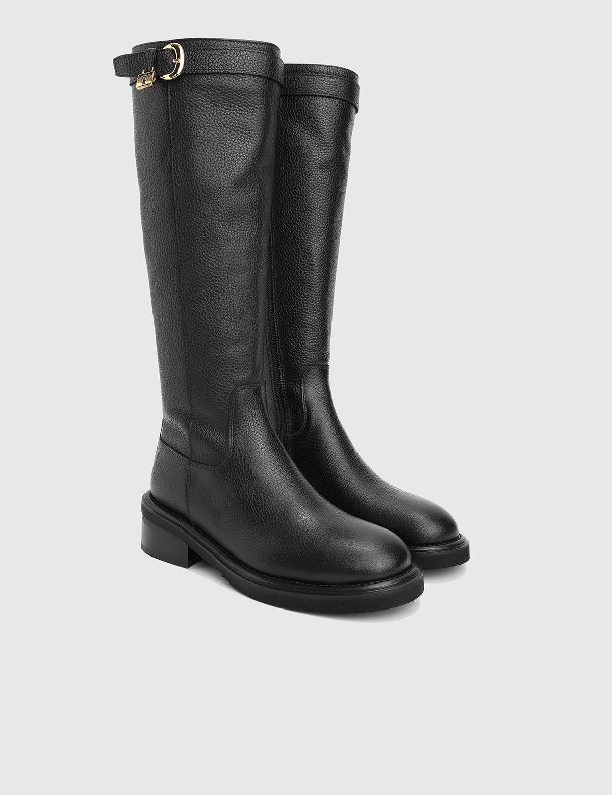 Vona Black Floater Leather Women's High Boot