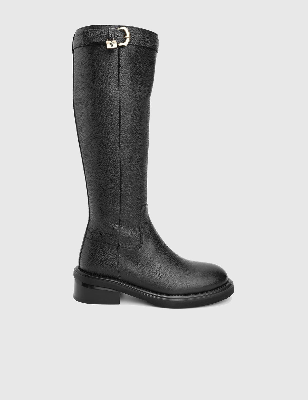 Vona Black Floater Leather Women's High Boot