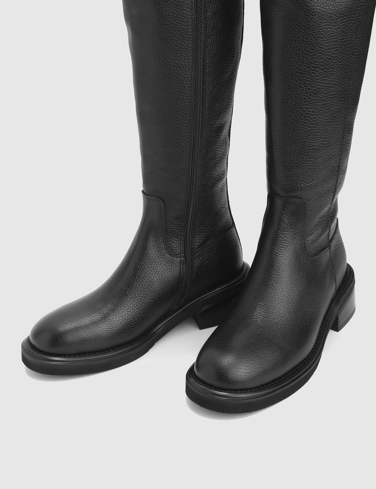 Vona Black Floater Leather Women's High Boot