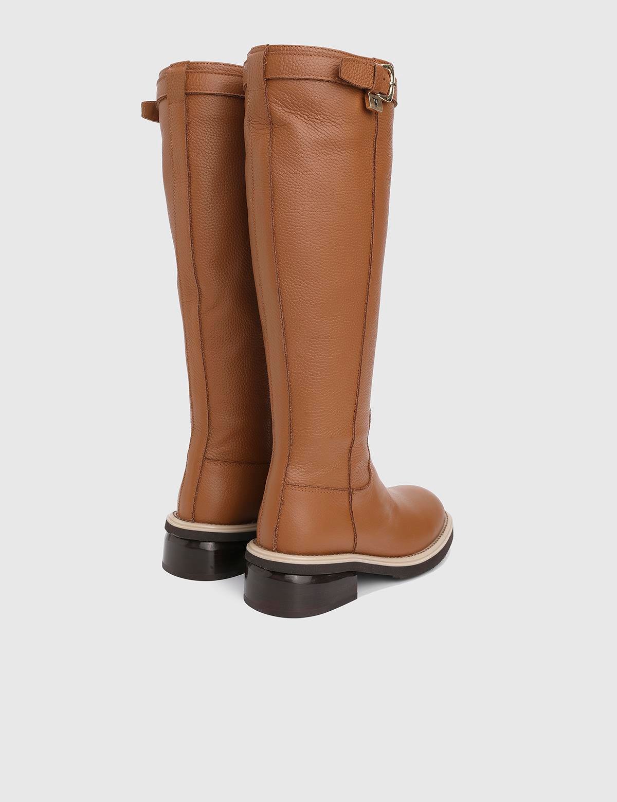 Vona Saddle Brown Floater Leather Women's High Boot