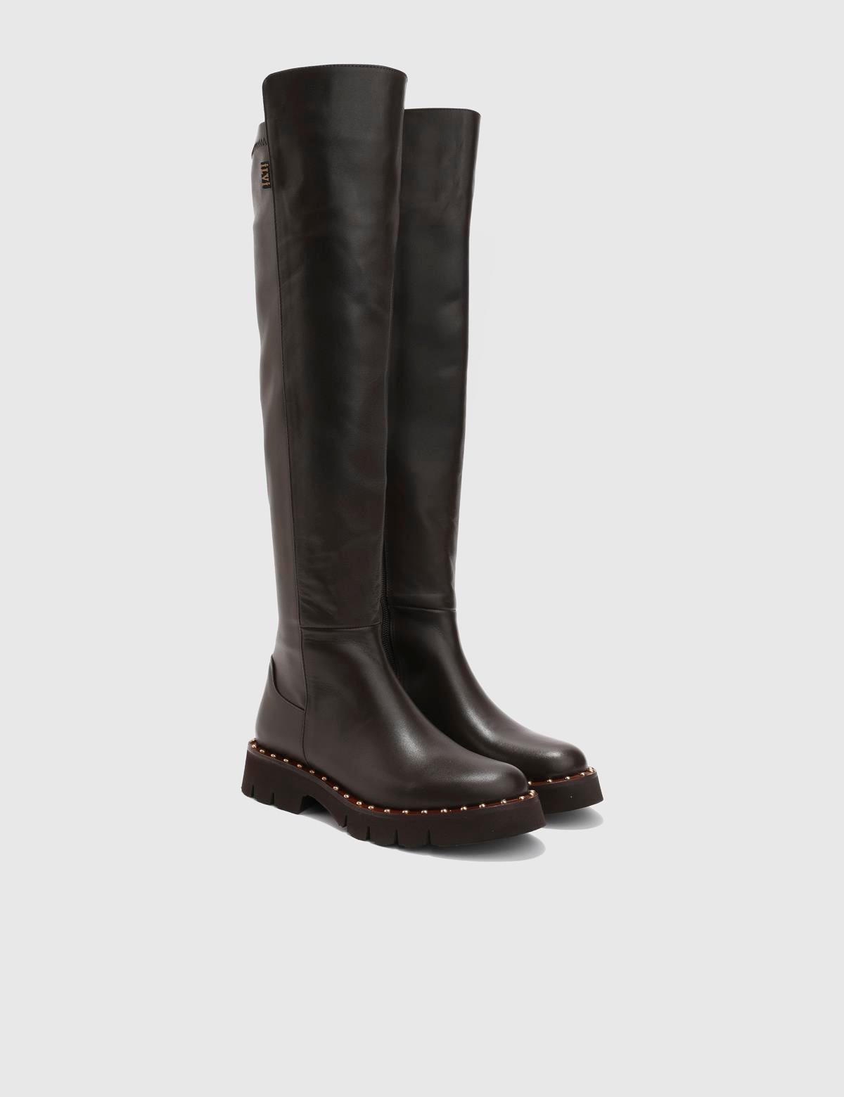 Vorbessa Brown Leather Women's High Boot
