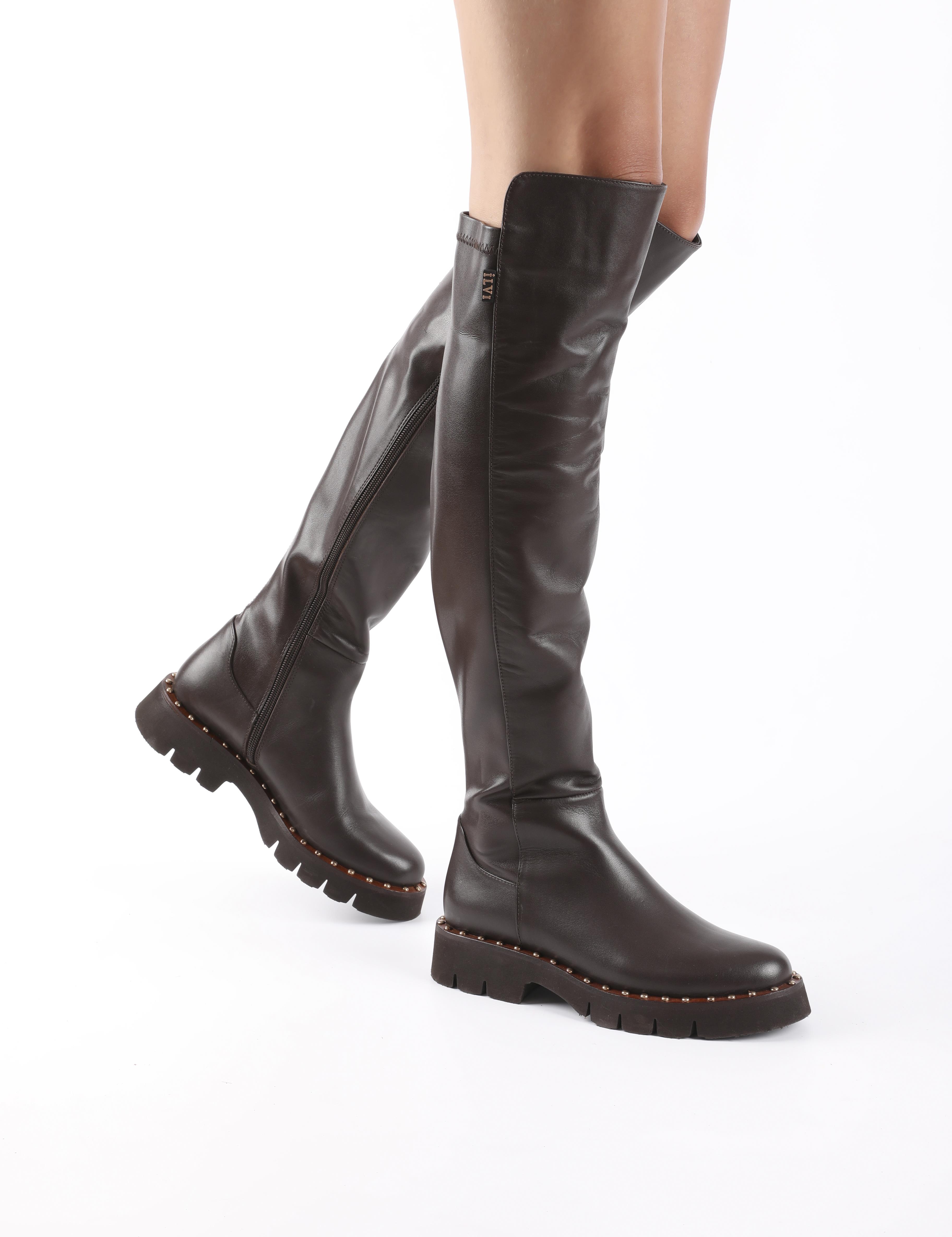 Vorbessa Brown Leather Women's High Boot