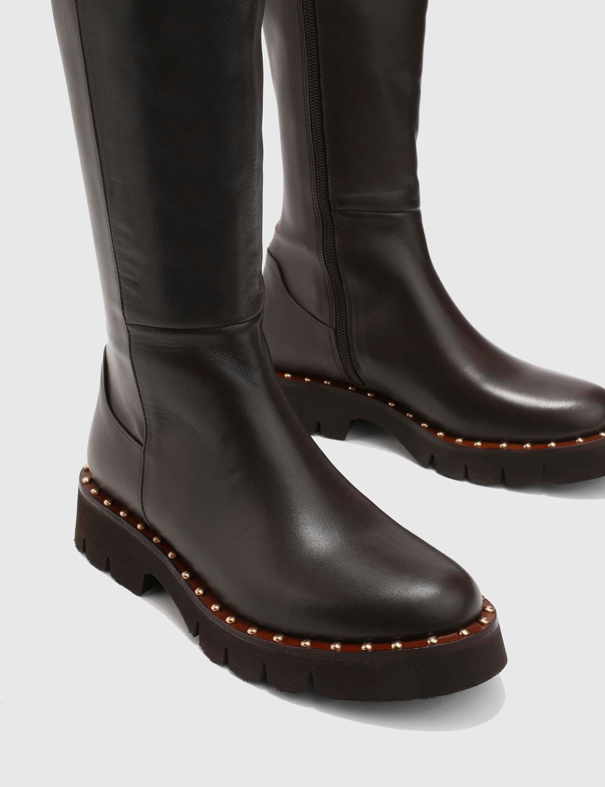 Vorbessa Brown Leather Women's High Boot