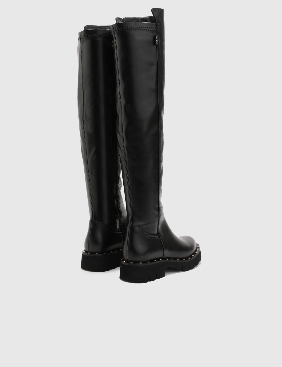 Vorbessa Black Leather Women's High Boot