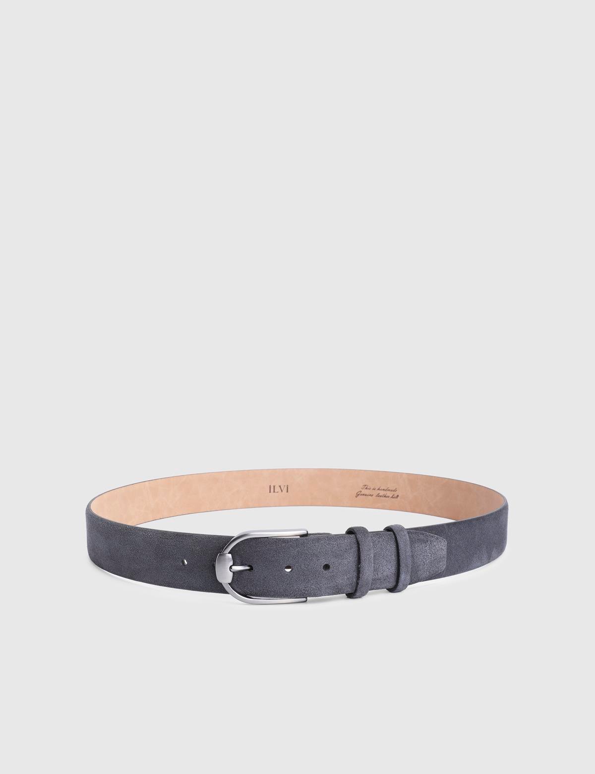 Warren Grey Suede Leather Men's Belt