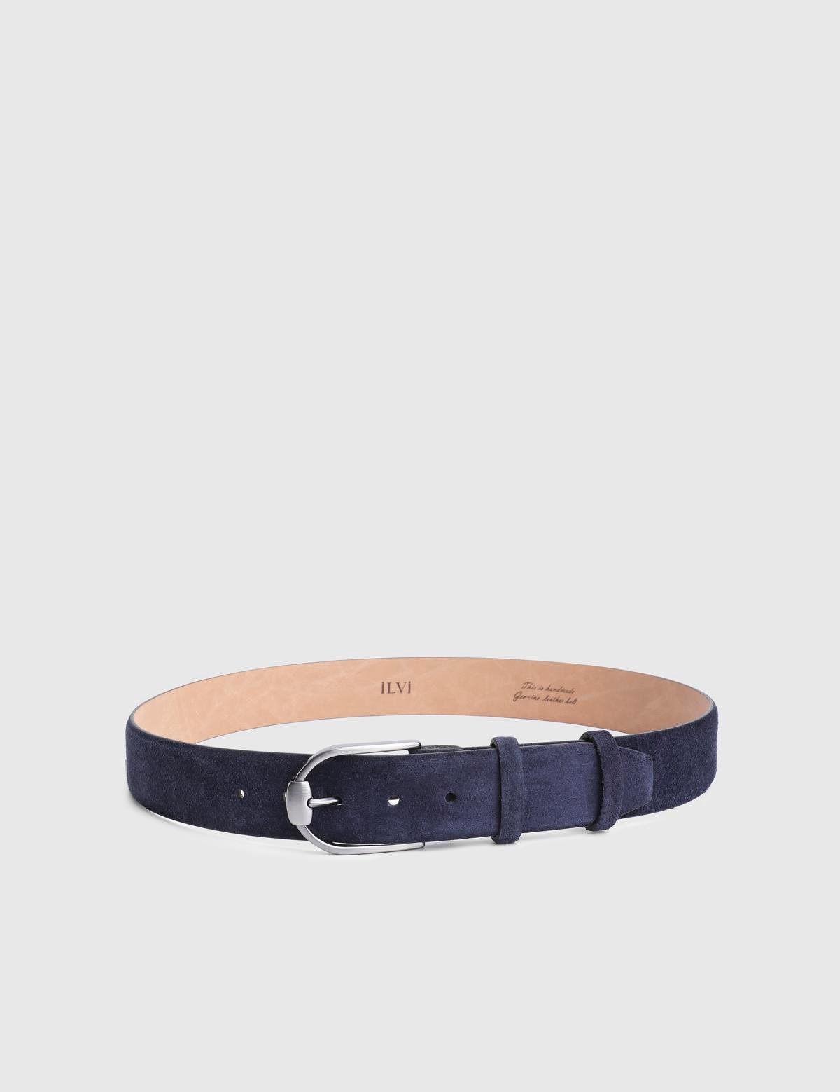 Warren Navy Blue Suede Leather Men's Belt