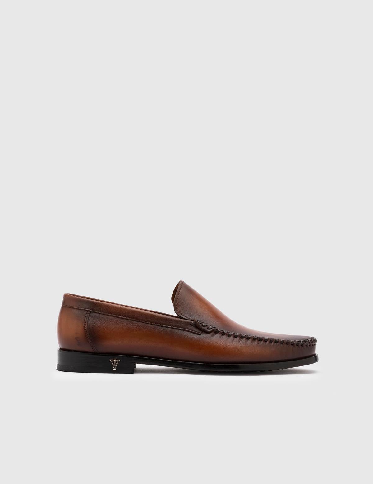Welmer Sattelbrauner Leder-Herren-Loafer
