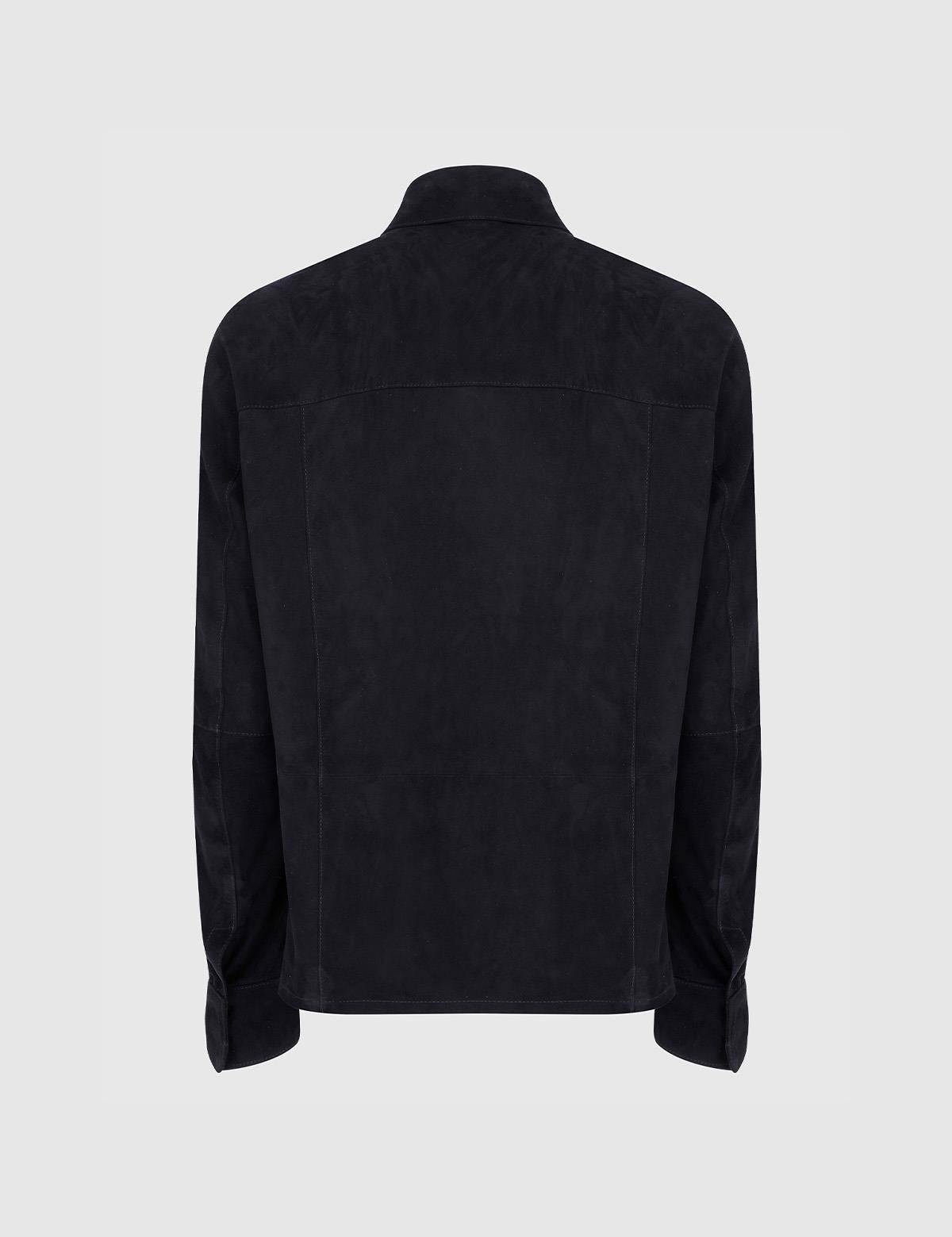 Wesley Navy Blue Suede Men's Leather Jacket