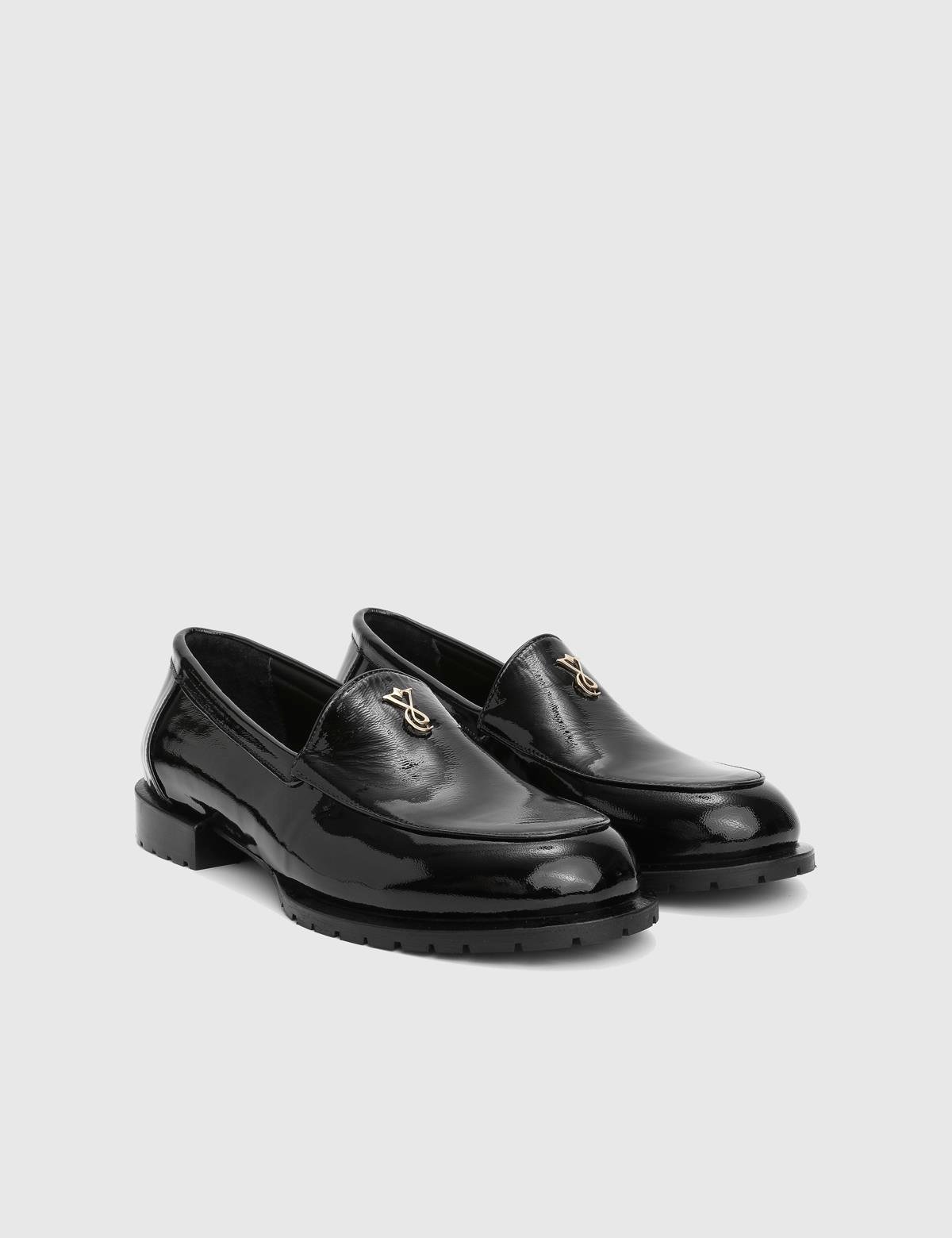 Wing Black Patent Leather Women's Loafer
