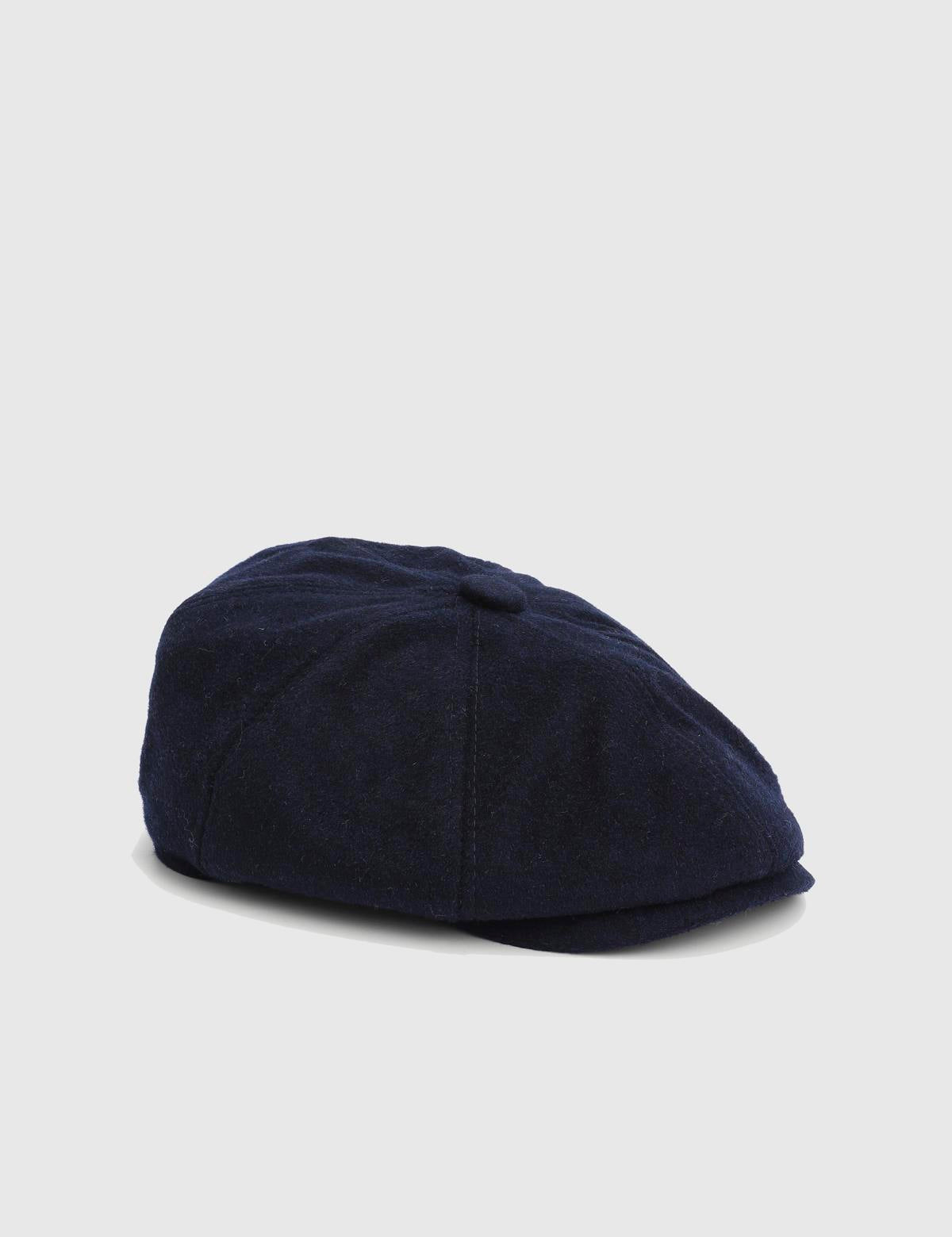 Wolter Navy Blue Men's Fabric Flat Cap