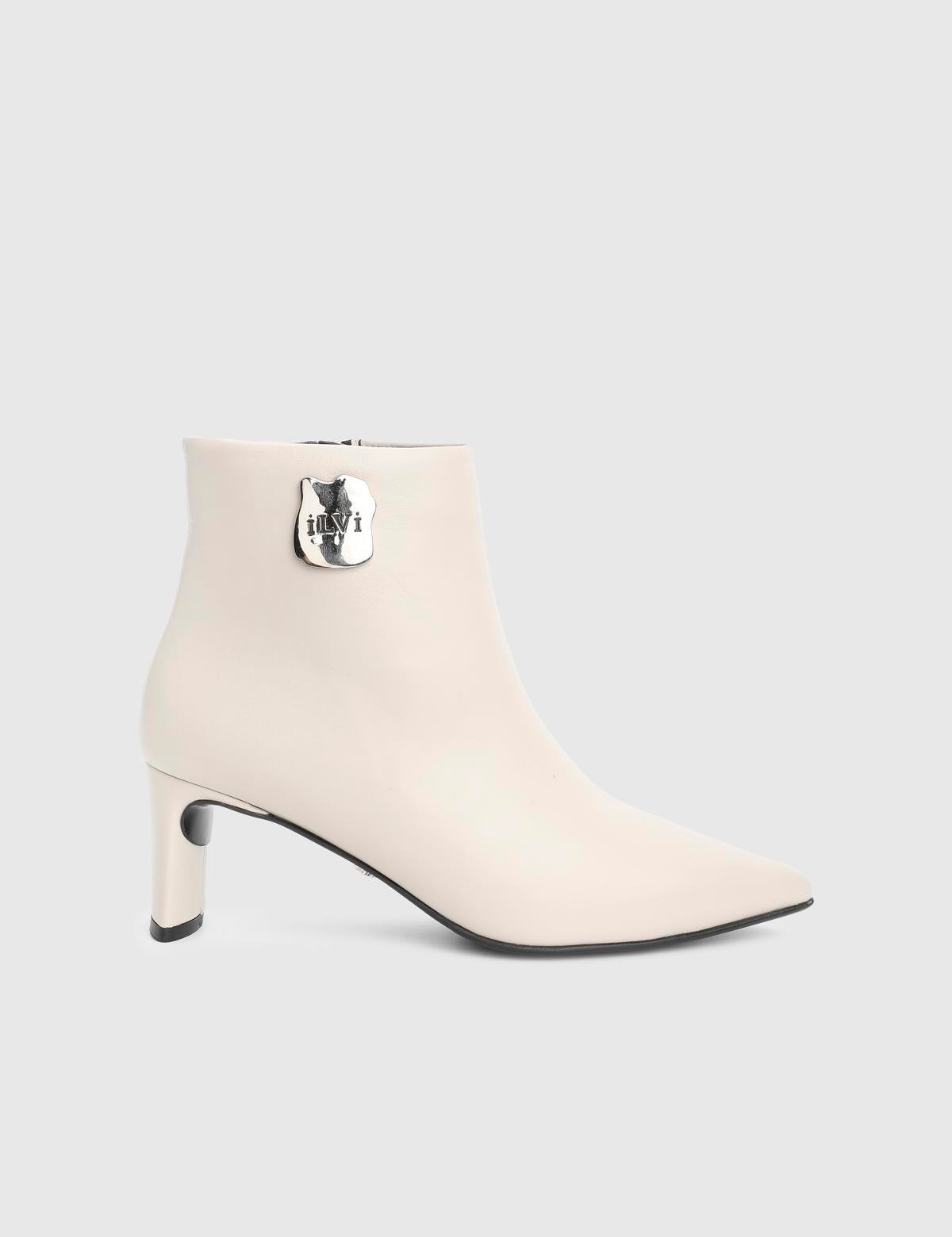 Yano Cream Leather Women's Heeled Boot