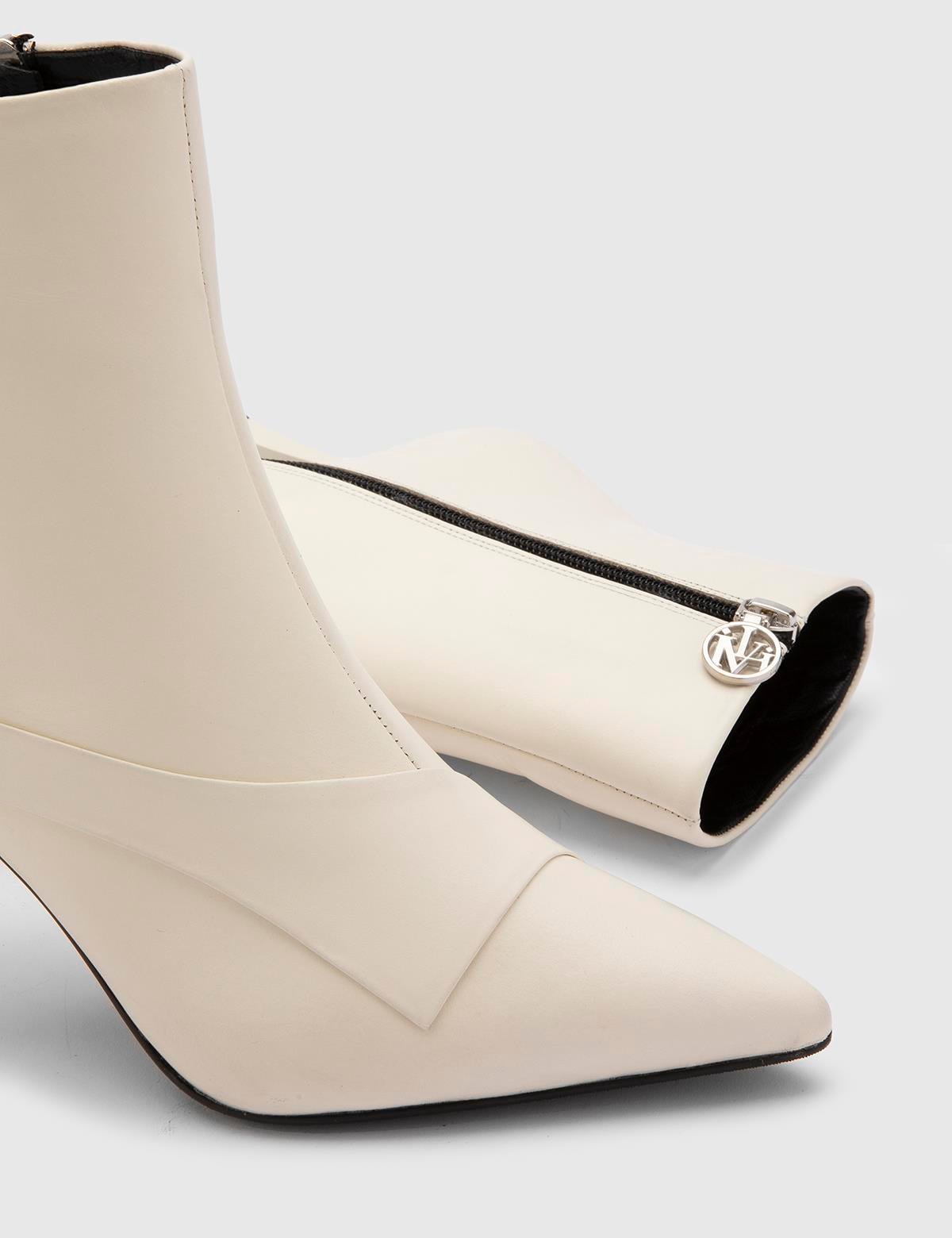 Antti Cream Leather Women's Heeled Boot