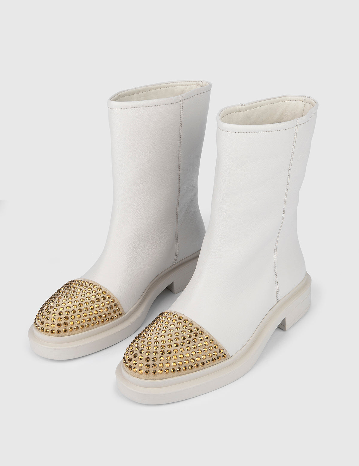Cansug White Floater Leather Women's Boot