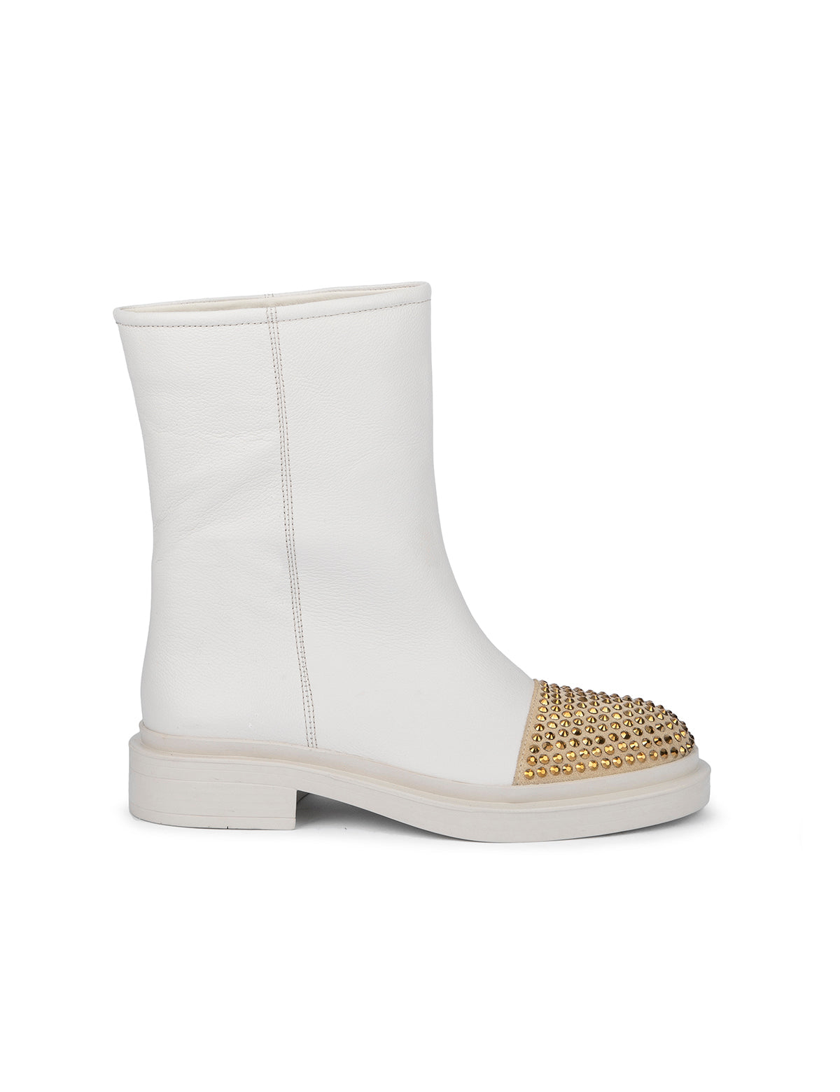 Cansug White Floater Leather Women's Boot