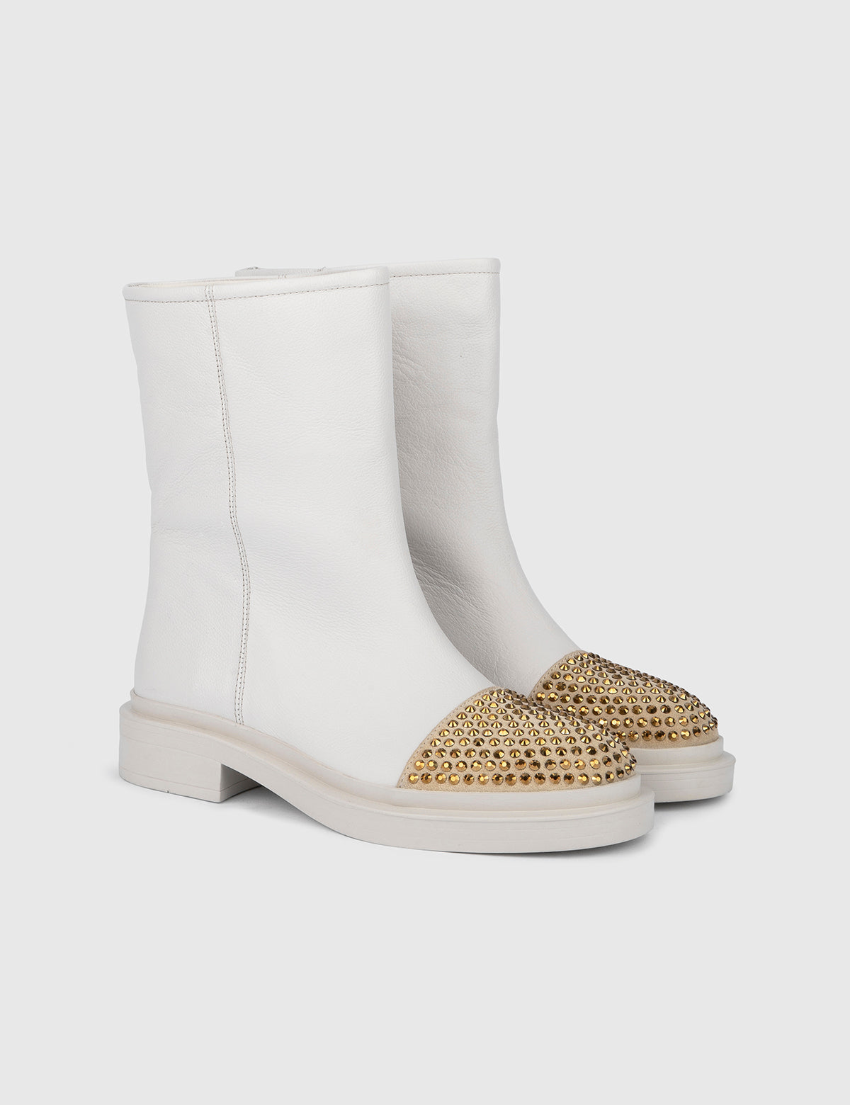 Cansug White Floater Leather Women's Boot