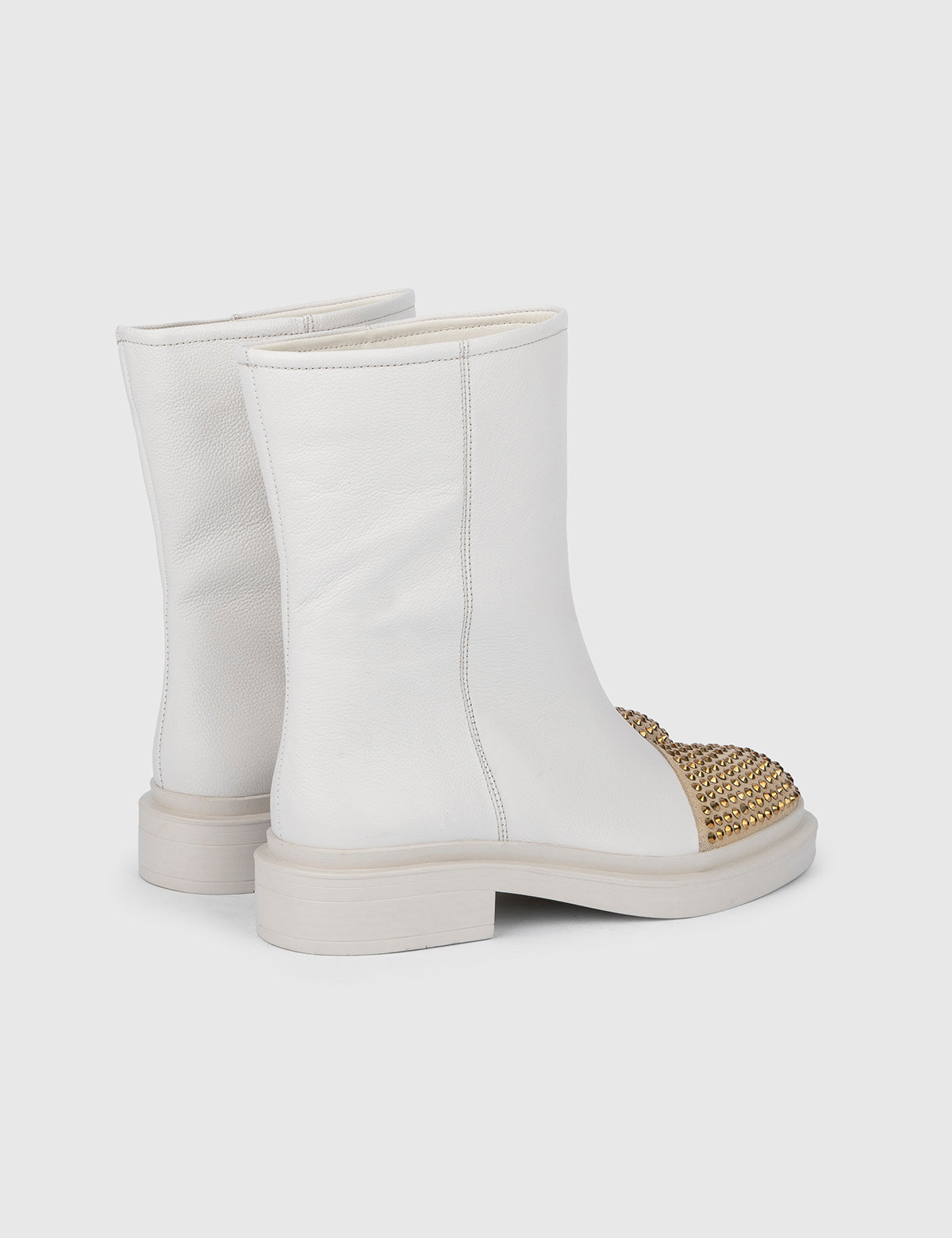Cansug White Floater Leather Women's Boot