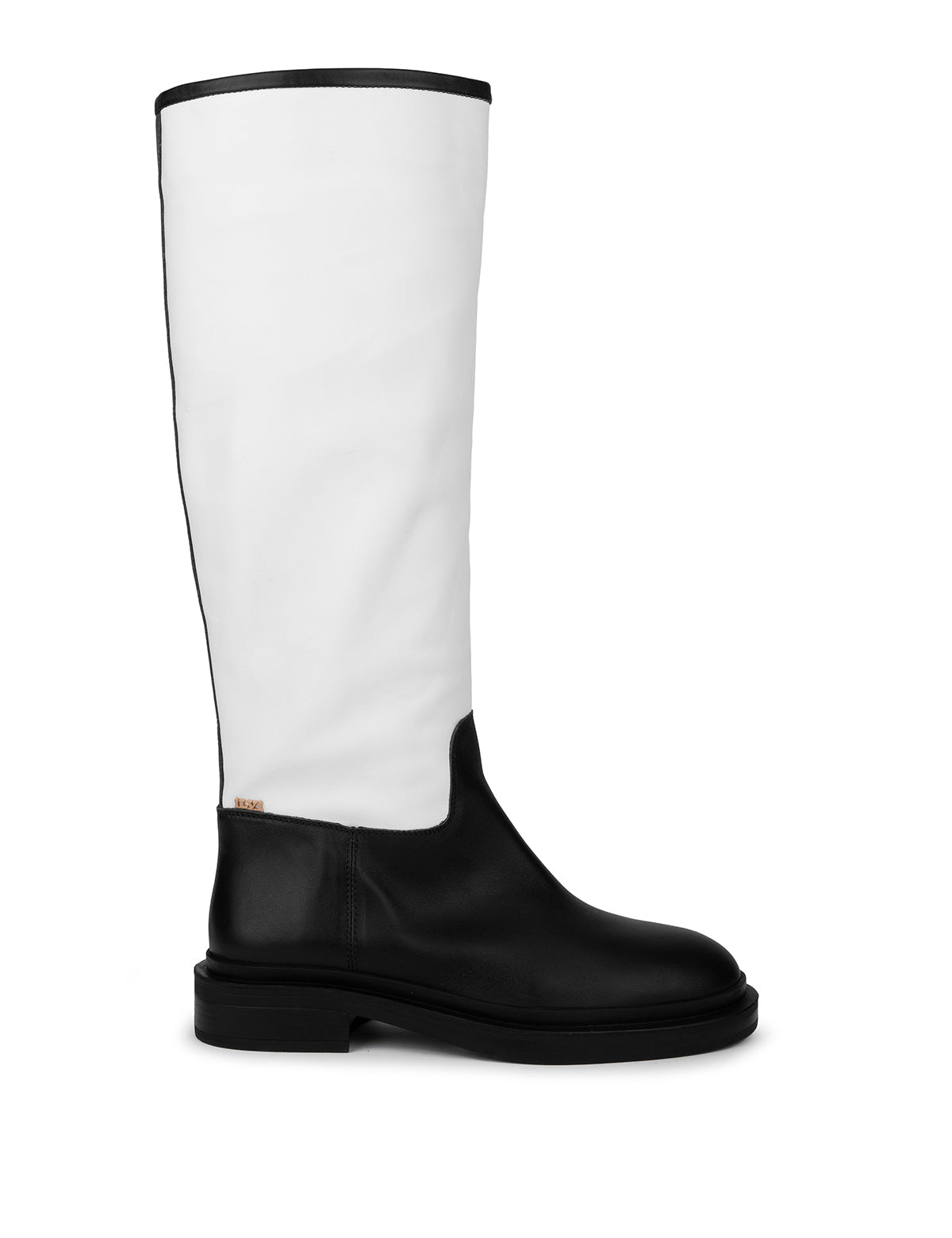 Dato Damen-Stiefel aus schwarzem, weißem und nerzfarbenem Leder