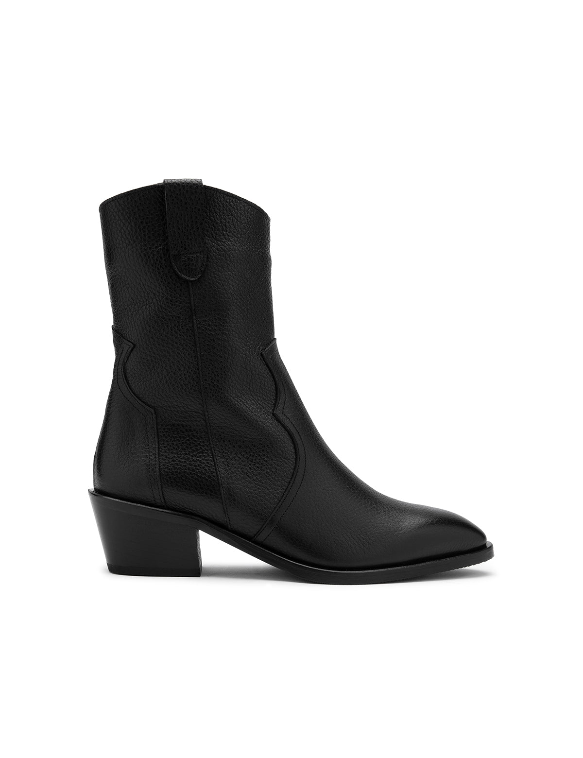Gracias Black Floater Leather Women's Heeled Boot