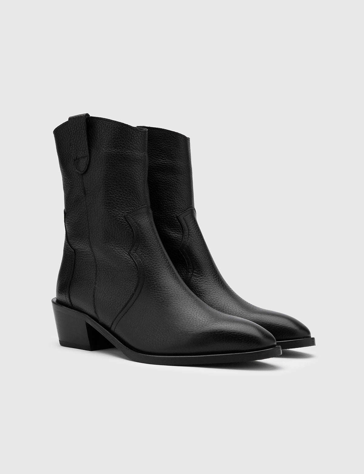 Gracias Black Floater Leather Women's Heeled Boot