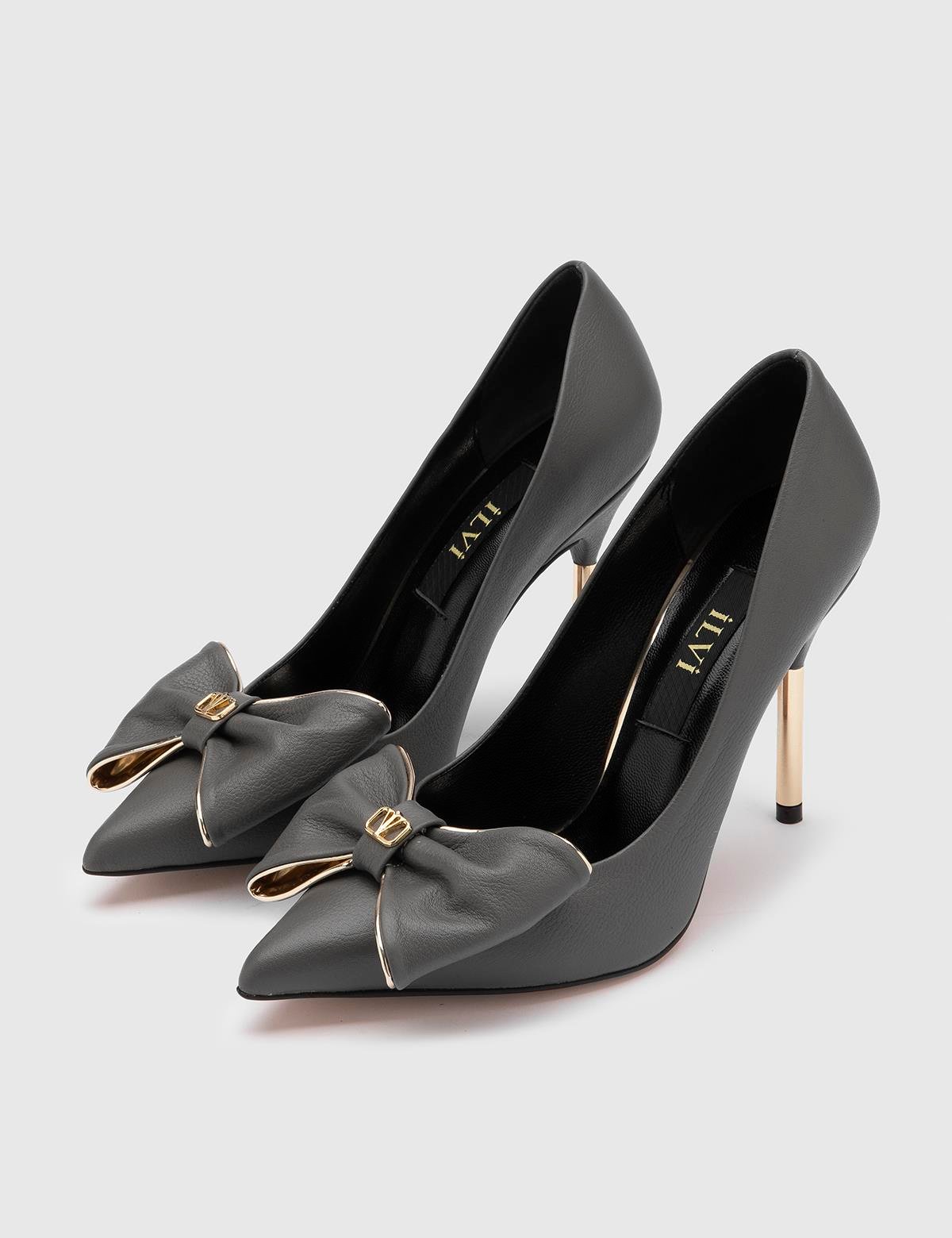 Jacoba Grey Floater Leather Women's Stiletto