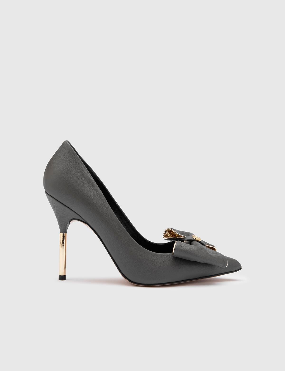 Jacoba Grey Floater Leather Women's Stiletto