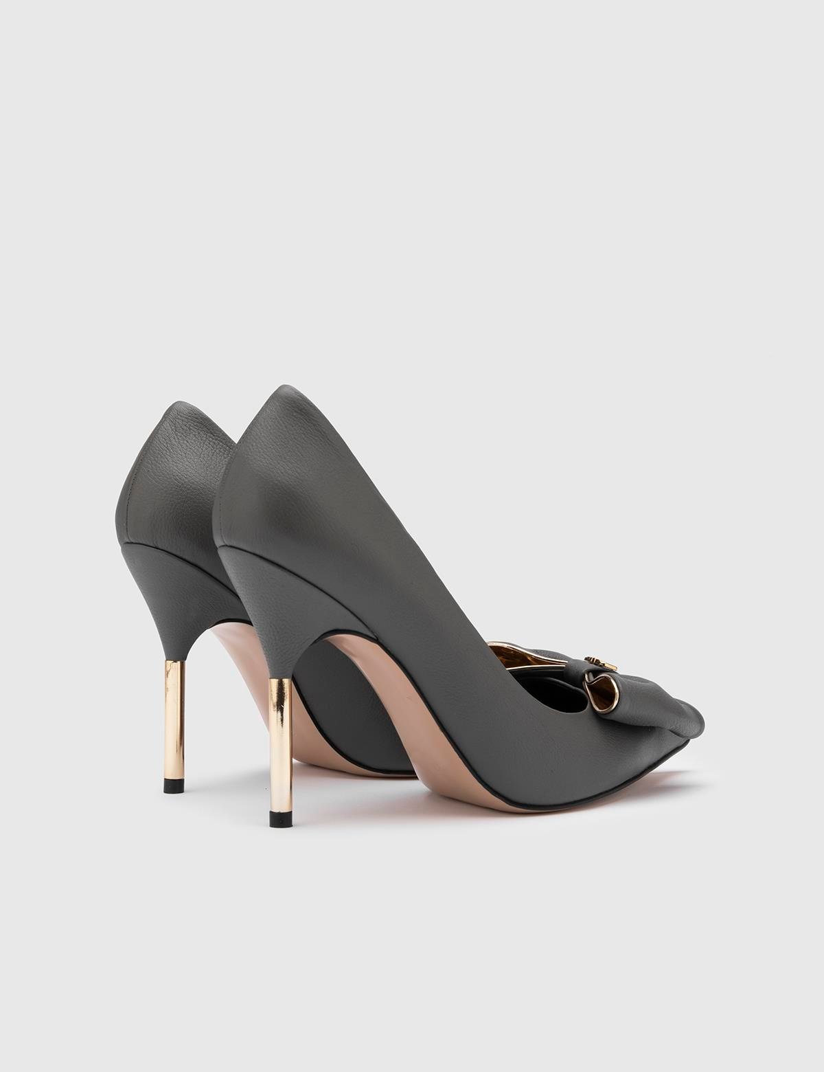 Jacoba Grey Floater Leather Women's Stiletto