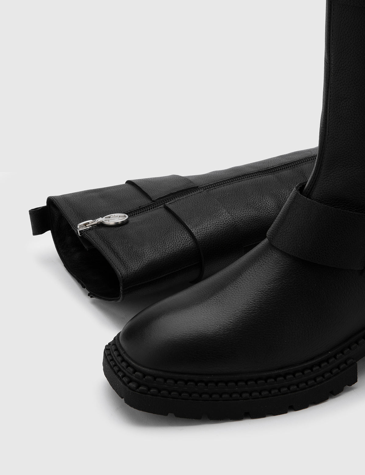 Klod Damen-hoher Stiefel aus schwarzem Leder