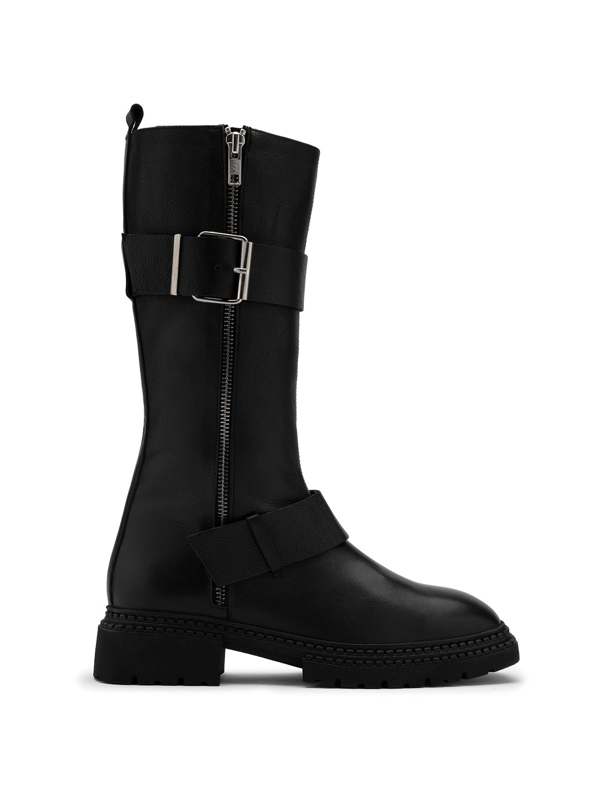 Klod Damen-hoher Stiefel aus schwarzem Leder