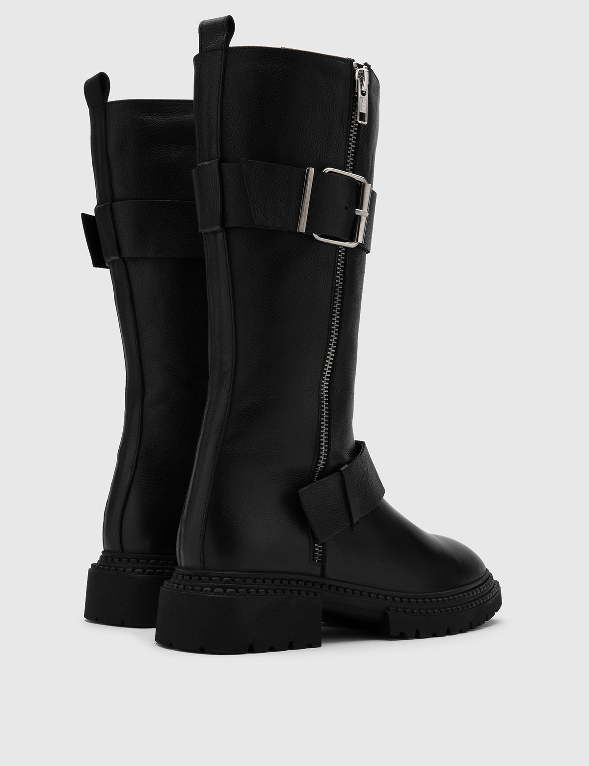 Klod Damen-hoher Stiefel aus schwarzem Leder