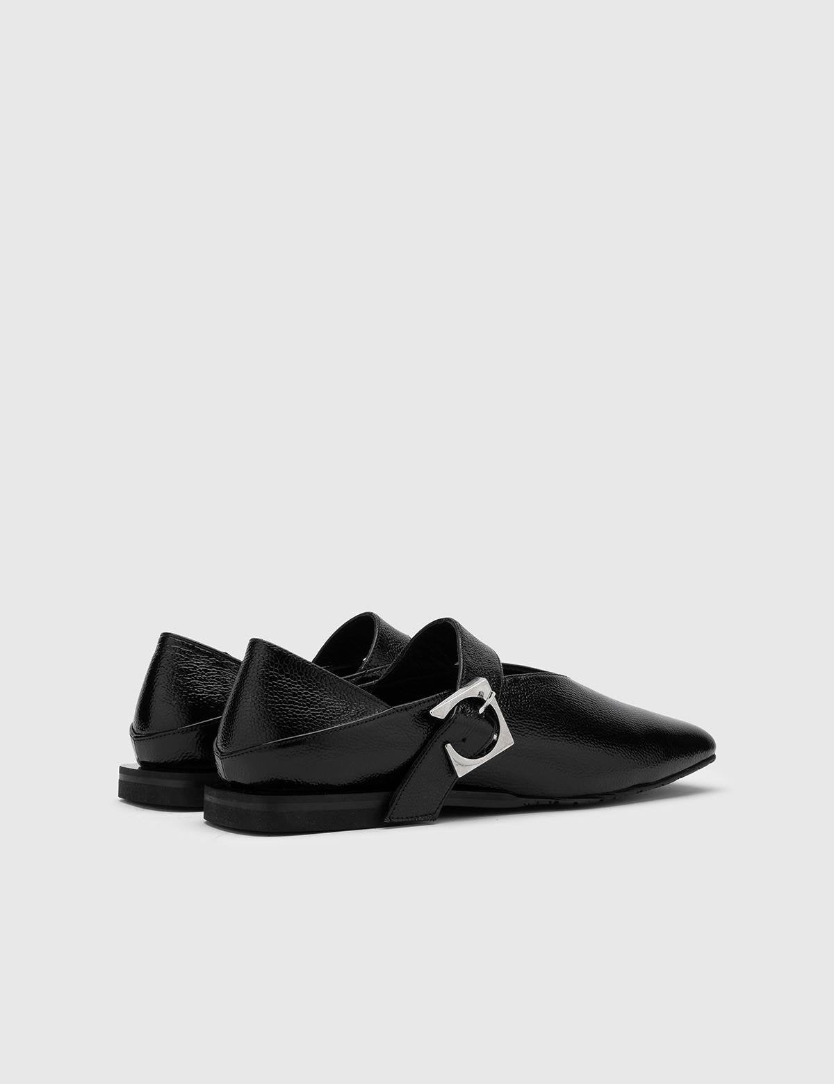 Vekda Black Patent Leather Women's Loafer