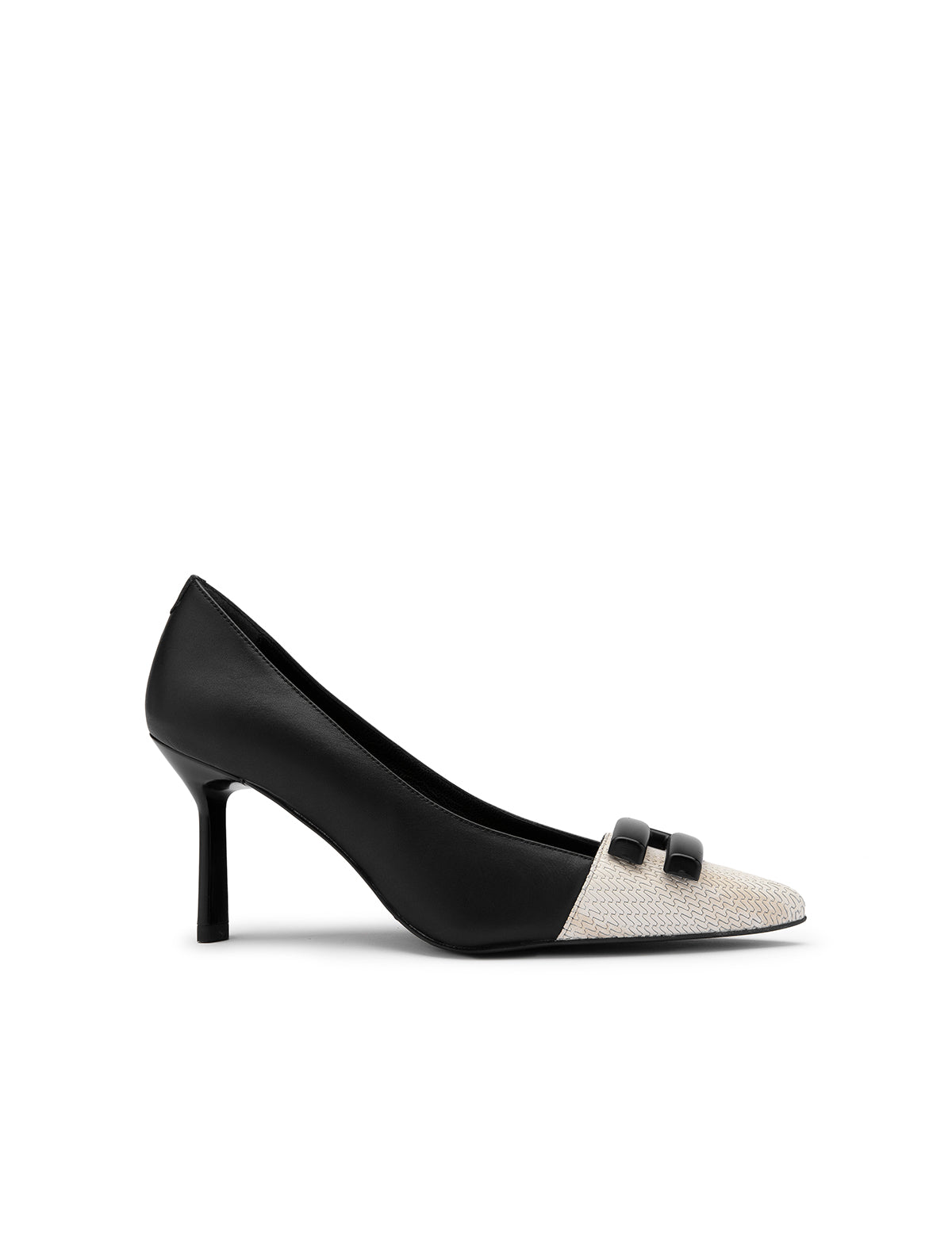 Yoro Beige-Black Leather Women's Pump