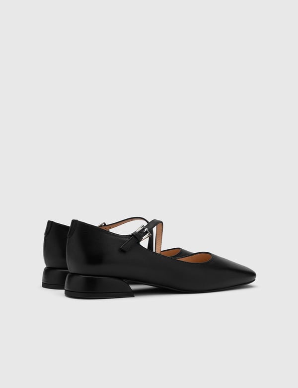 Ceiba Black Leather Women's Ballerina