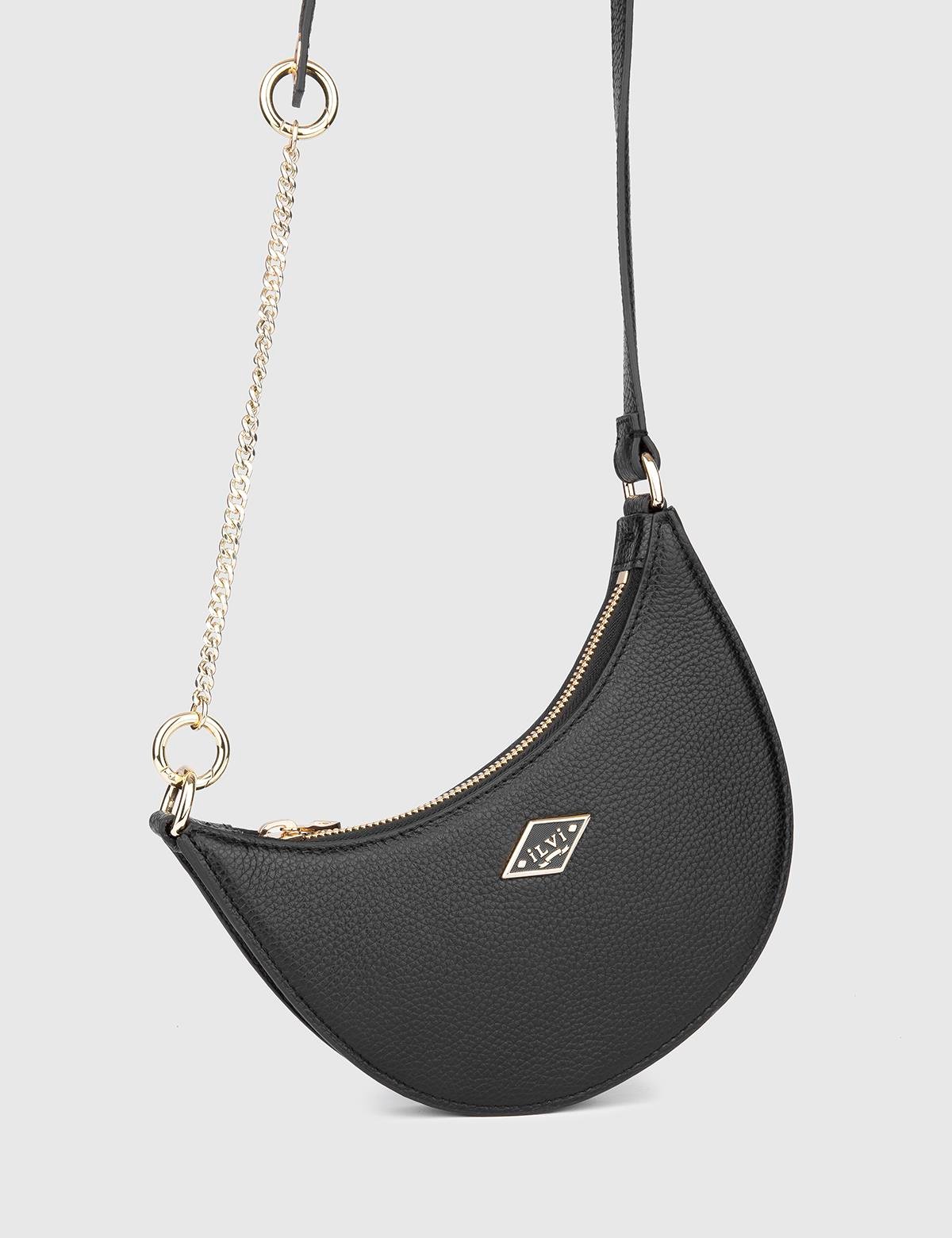 Sindire Black Floater Leather Women's Shoulder Bag