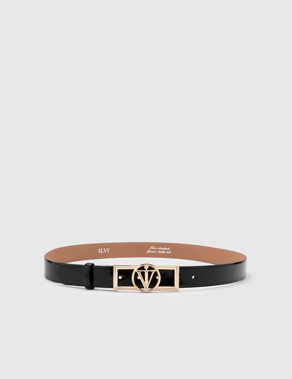 Agathe Black Patent Leather Women's Belt