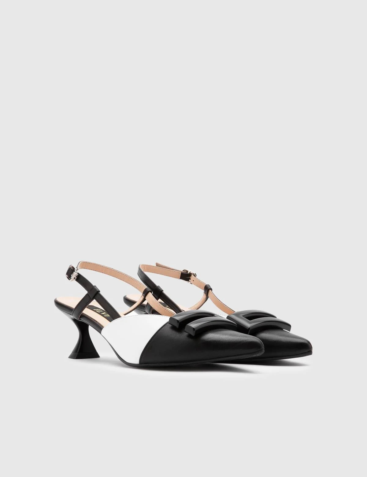 Celtıs Sandale mit Absatz aus schwarzem Leder für Damen 