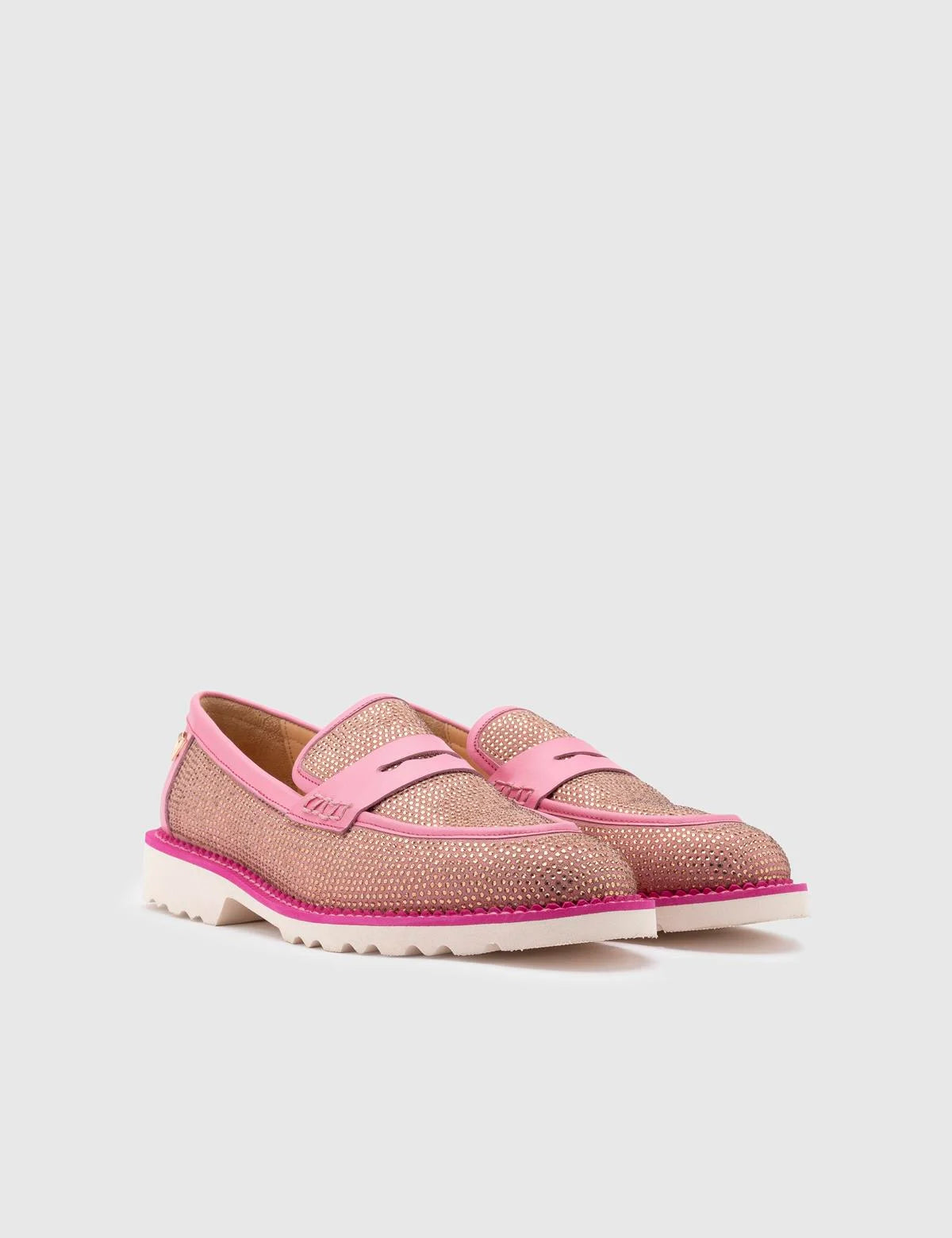 Ekala Rosa Wildleder Damen Loafer mit Steinen