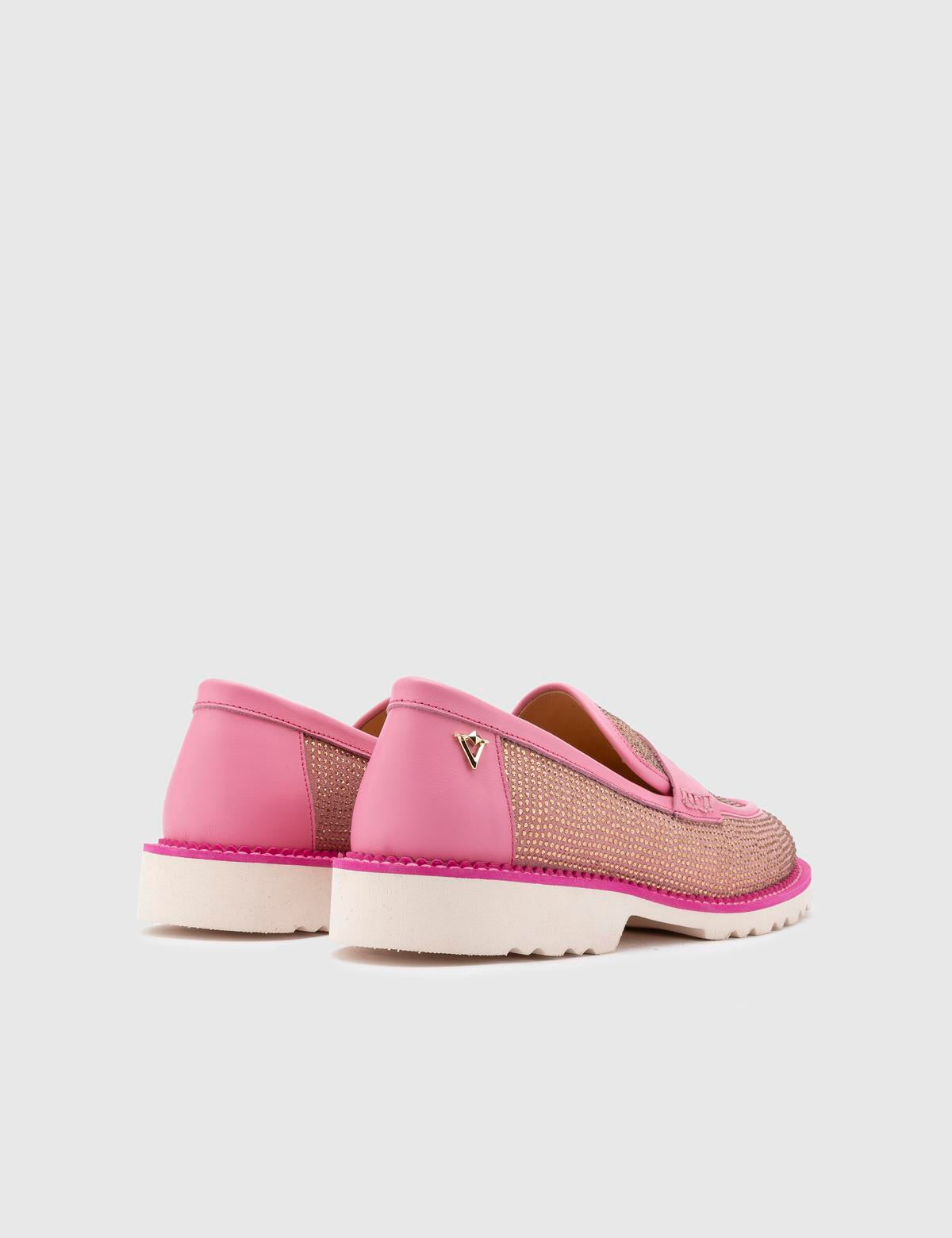 Ekala Rosa Wildleder Damen Loafer mit Steinen