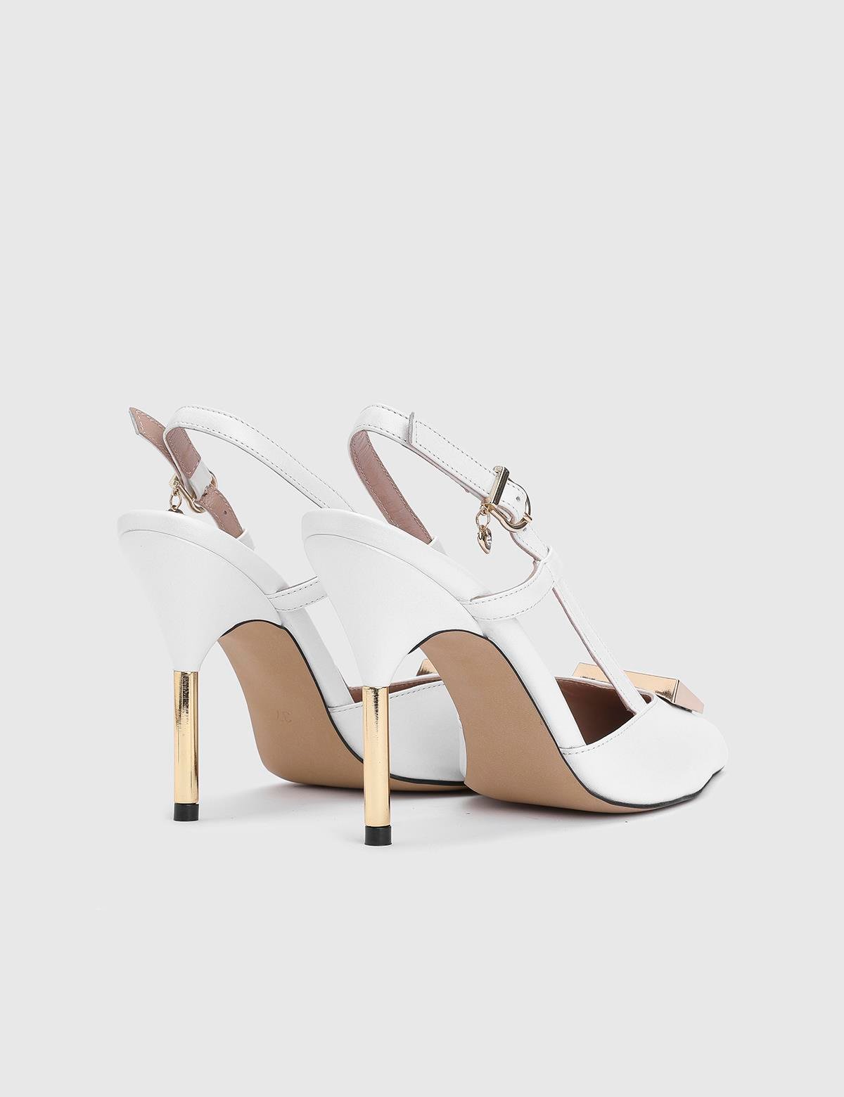 Fanni White Leather Women's Heeled Sandal