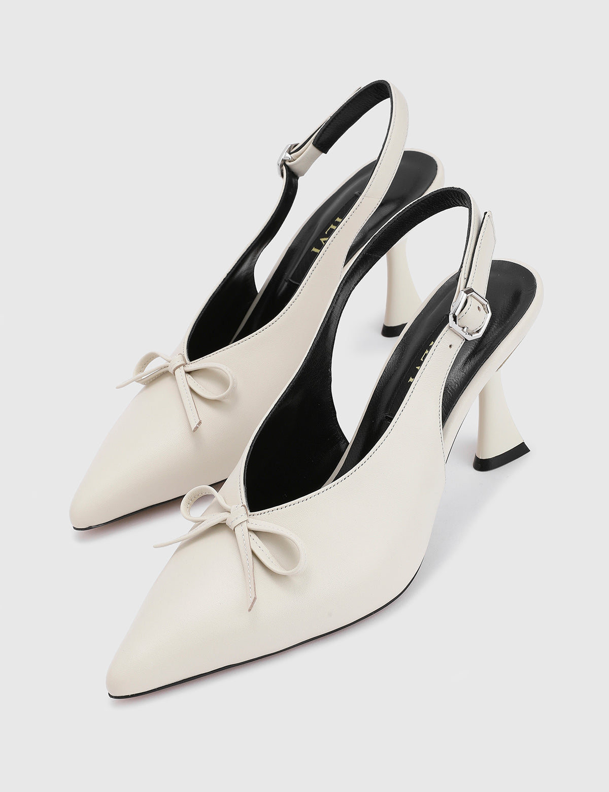 Vyver Beige Leather Women's Heeled Sandal