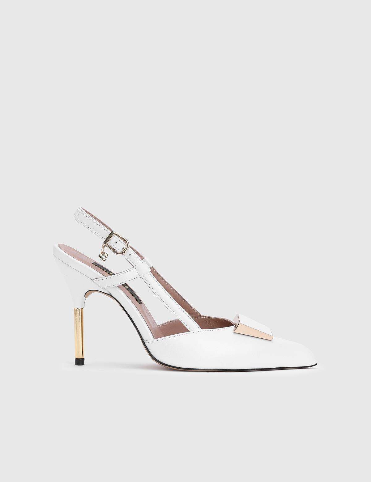 Fanni White Leather Women's Heeled Sandal