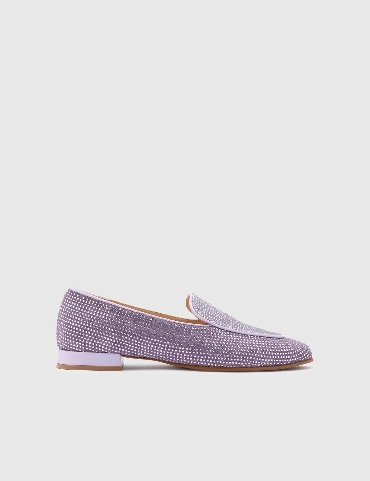 Himari Lilac Wildleder Damen Loafer mit Steinen