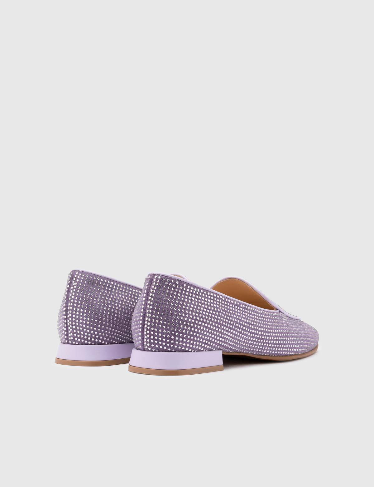 Himari Lilac Suede Leather Women's Loafer with Stones