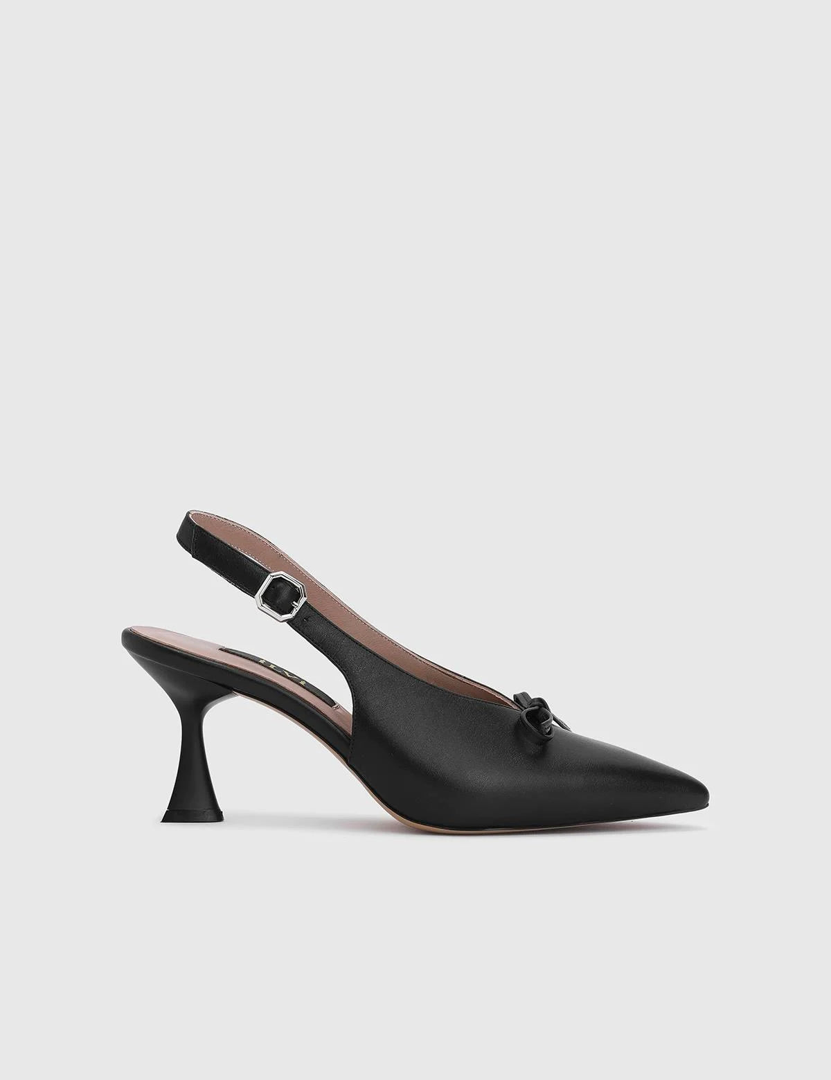 Vyver Black Leather Women's Heeled Sandal