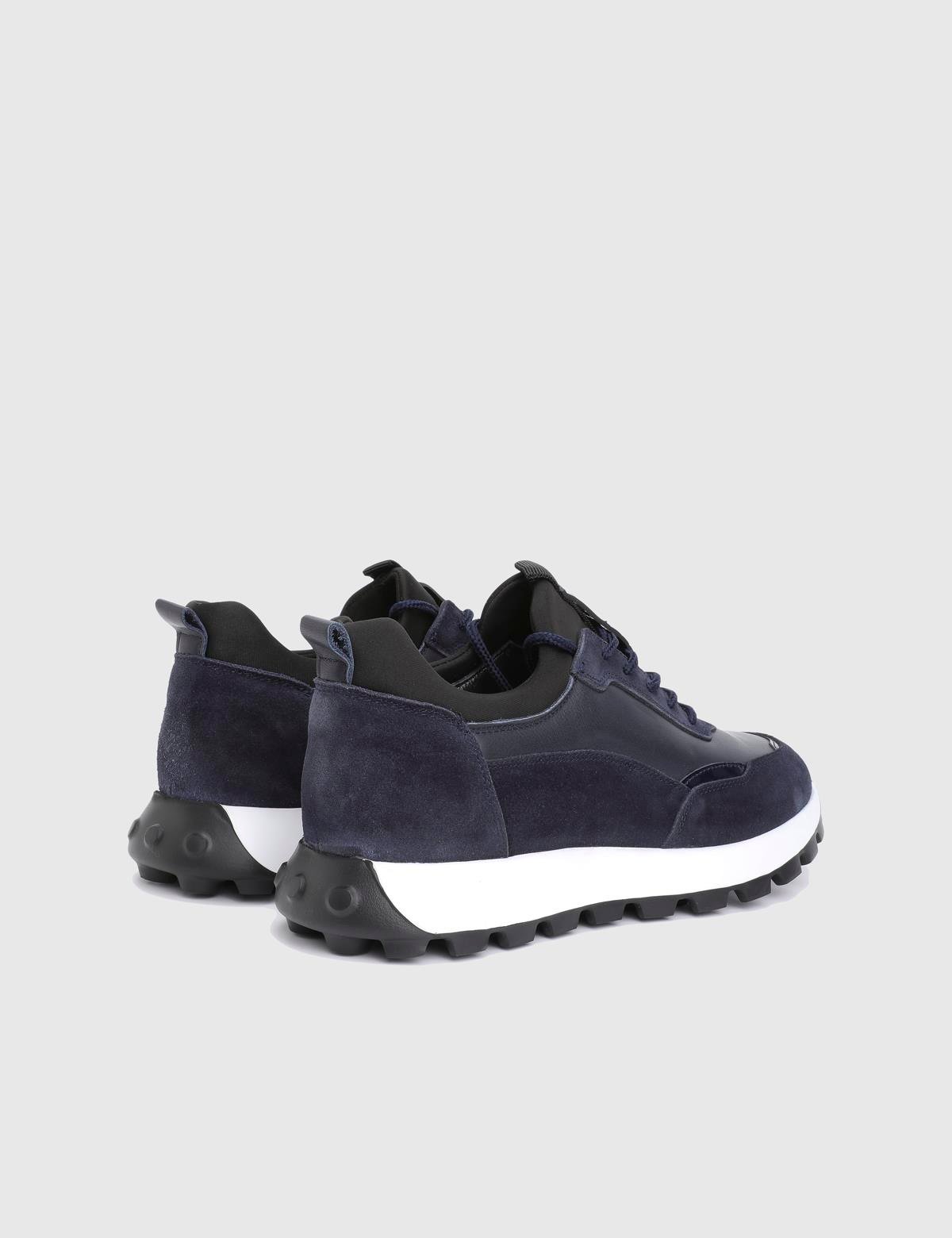 Aaron Navy Blue Suede Leather Men's Sneaker