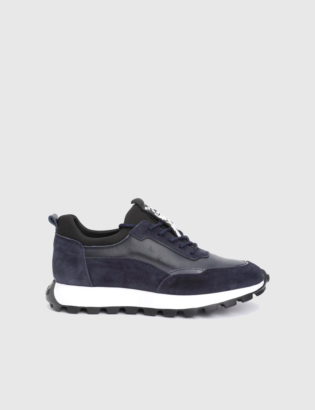 Aaron Navy Blue Suede Leather Men's Sneaker