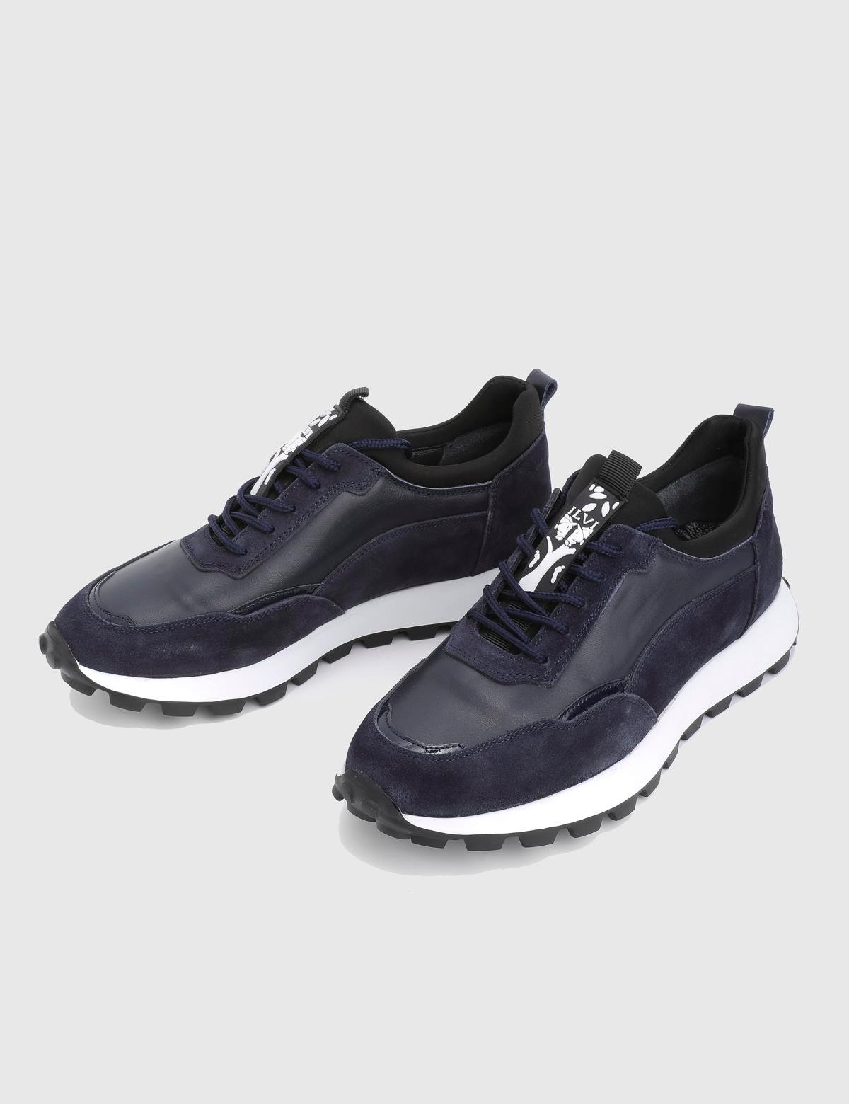 Aaron Navy Blue Suede Leather Men's Sneaker