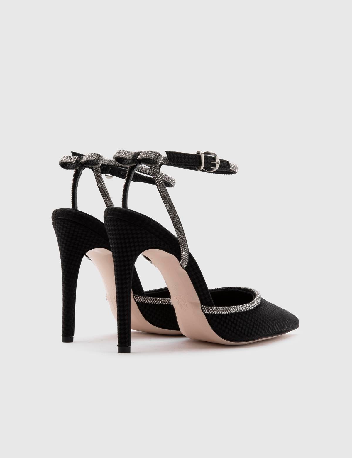 Ainsley Black Leather Women's Heeled Sandal